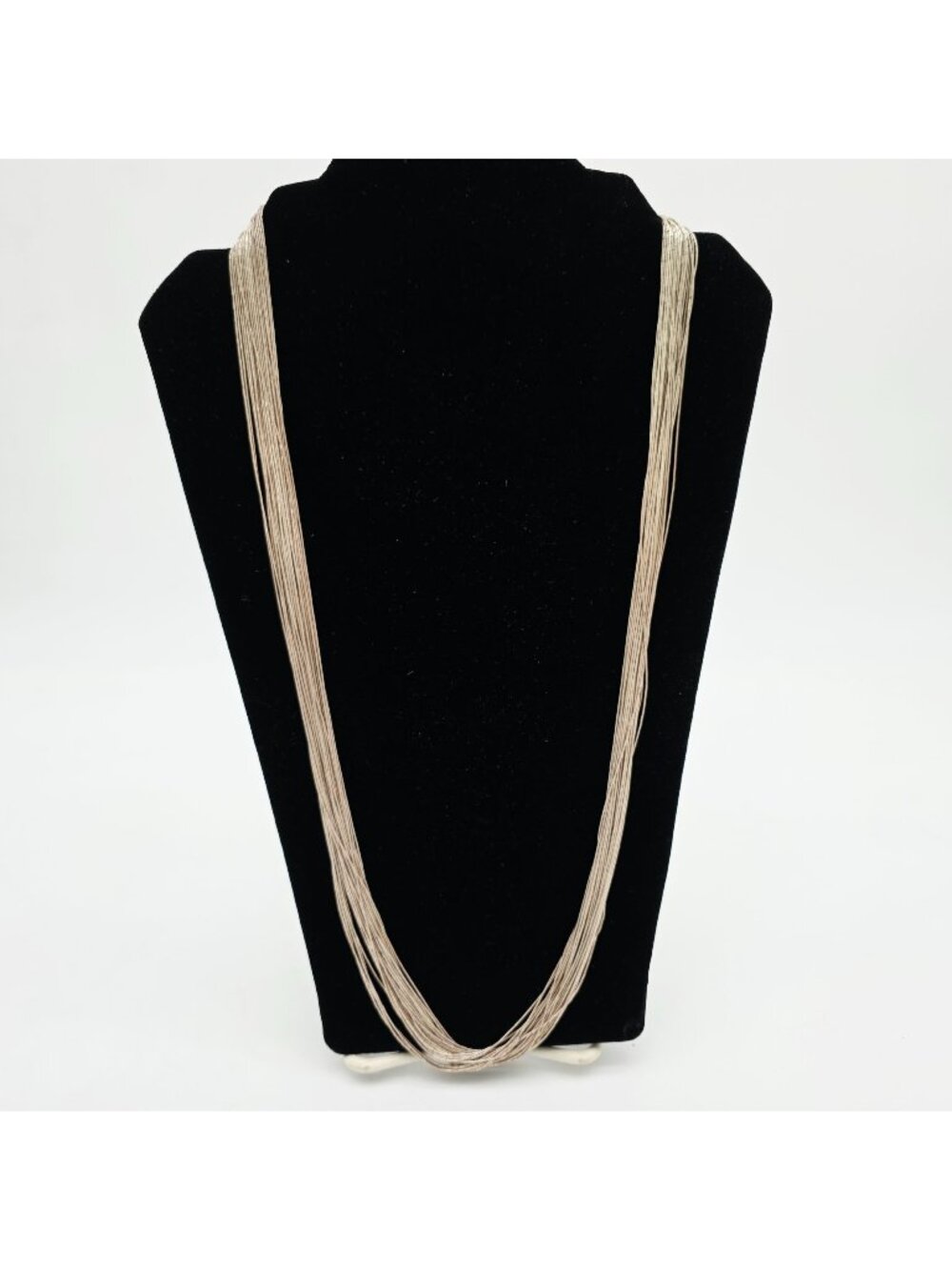 30” Old Carlisle Native American Liquid Sterling Silver 30 Strand Necklace Cones - Picture 1 of 13